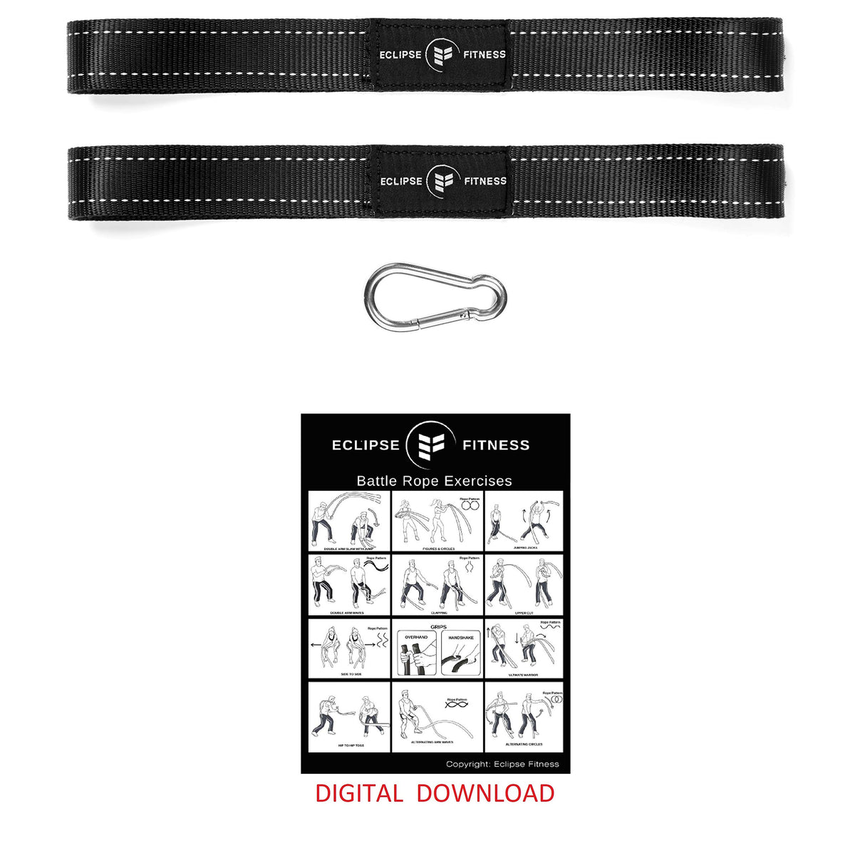 Battle Rope Anchor Strap Kit, Includes Exercise Guide, Easy and Fast Setup