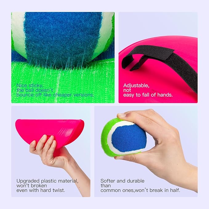 EVERICH Upgraded Toss and Catch Ball Game Set - Indoor and Outdoor Games for Kids 3-12, Beach Sand