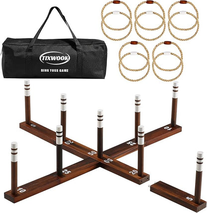 Ring Toss Game,Ring Toss Game for Adults and Kids, Indoor Outdoor Fun Holiday Lawn Yard Game for