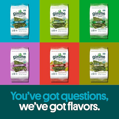 Gimme Seaweed Organic Premium Roasted Seaweed Snacks, New 6 Flavor Variety Pack, 12 Count (2 Each)