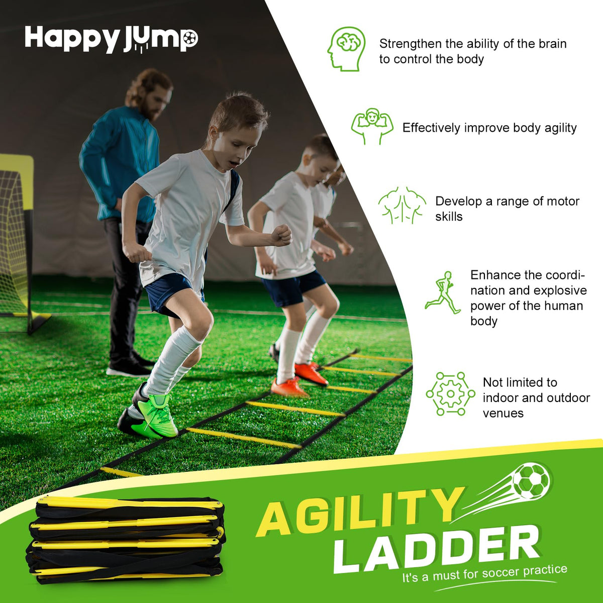 Happy Jump Agility Ladder 12 Rung 20 FT Speed Training Ladder Drill Sports Workout Equipment for