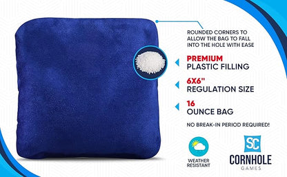 Professional Dual Sided Cornhole Bags- 16 oz 6x6 w/Premium Resin Fill - Official Tournament