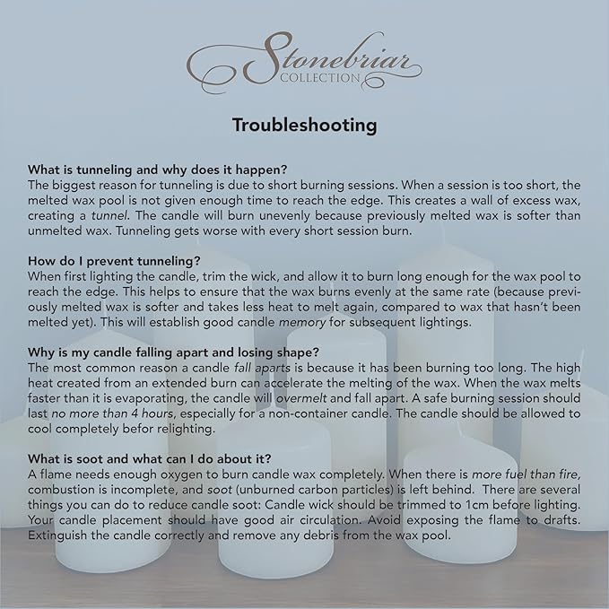 Stonebriar Unscented White Tall Pillar Candles, 18 Hour Burning Candle Pillars, Perfect for Decor