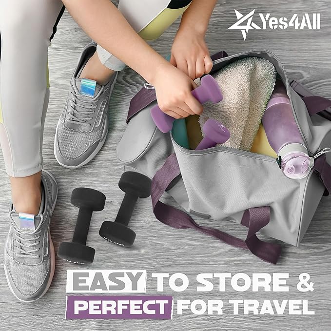Yes4All Neoprene Coated Dumbbell Hand Weight Sets of 2 - Multiple Weight Options with 15 Colors