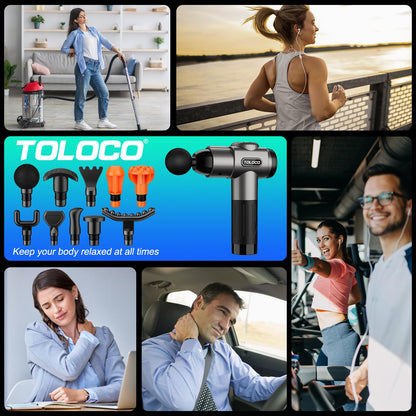 TOLOCO Massage Gun, Deep Tissue Back Massage for Athletes for Pain Relief, Percussion Massager with