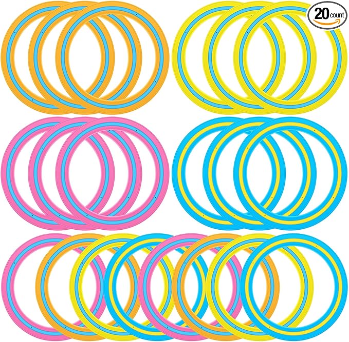 Jenaai 20 Pcs Flying Disc for Kids 10 Inch Flying Ring Adults Pool Disc for Family Outdoor Beach