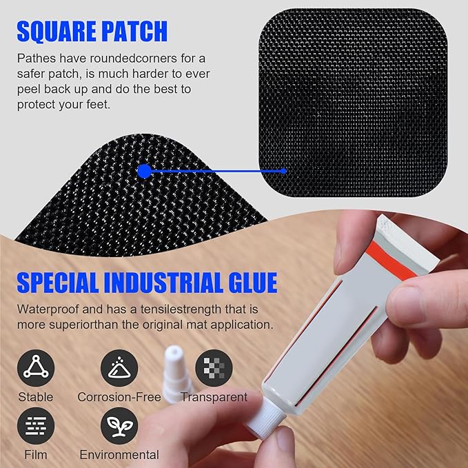 Trampoline Patch Repair Kit - 4.1'' Round Square Patches for Trampoline Mat Tears or Holes Garden
