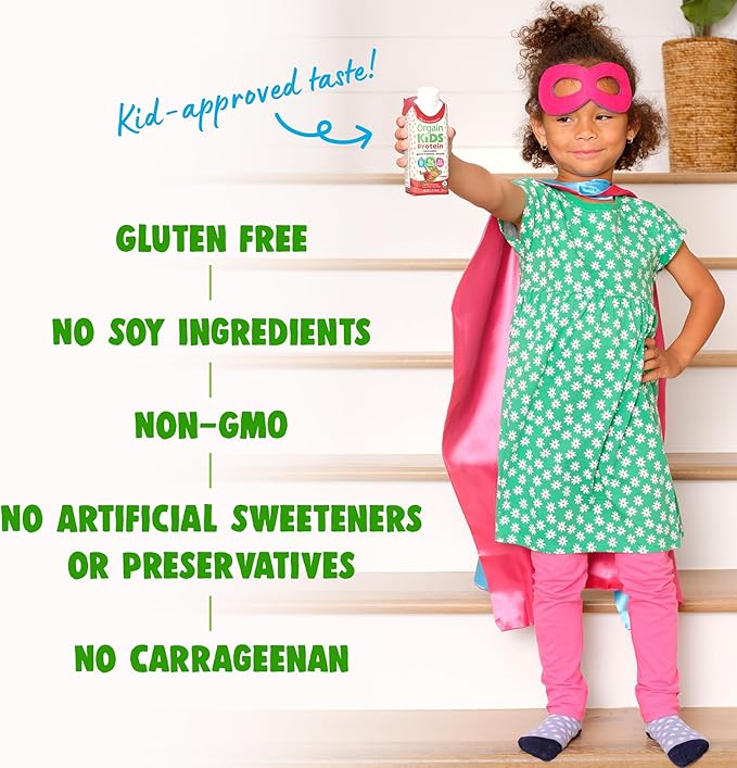 Orgain Organic Kids Protein Nutritional Shake, Strawberry - 8g of Protein, 22 Vitamins & Minerals