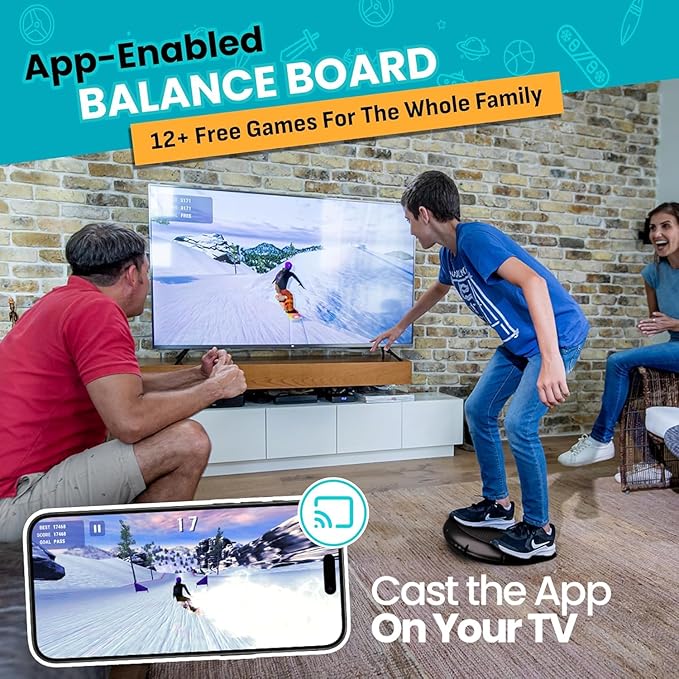 GoBalance Board - App-Enabled Balance Board. Smart Bluetooth Sensor, 12 FREE Interactive Games