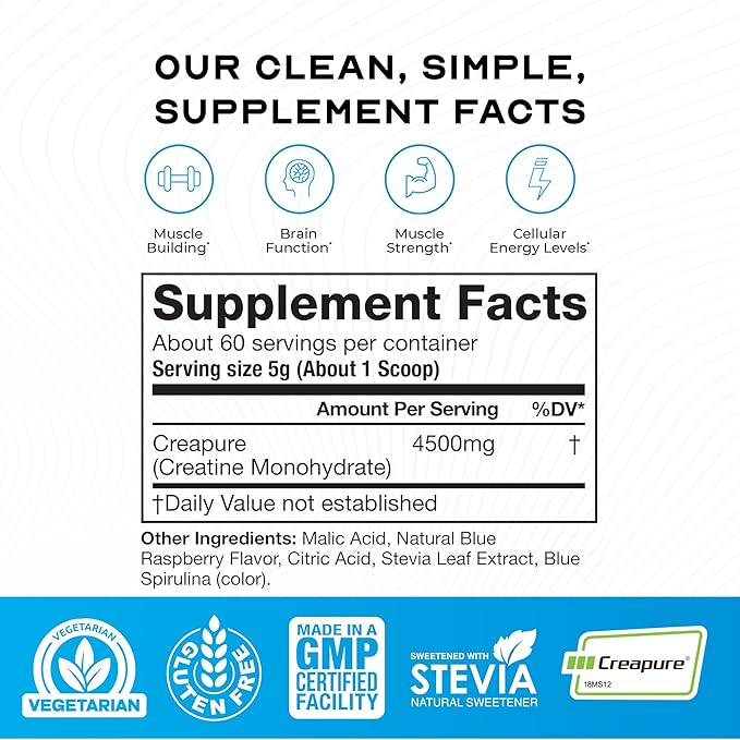 Muscle Feast Creapure Creatine Monohydrate Powder, Vegan Keto Friendly Gluten-Free, Muscle Recovery