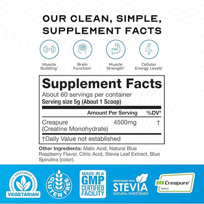 Muscle Feast Creapure Creatine Monohydrate Powder, Vegan Keto Friendly Gluten-Free, Muscle Recovery
