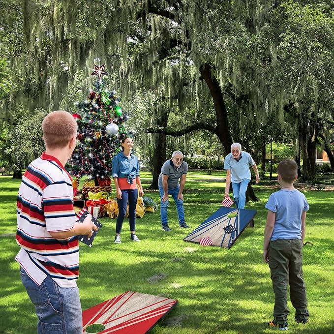 Cornhole Board Set with Carrying Bags & 8 Bean Bags Corn Hole Boards Bean Toss Game for Adults