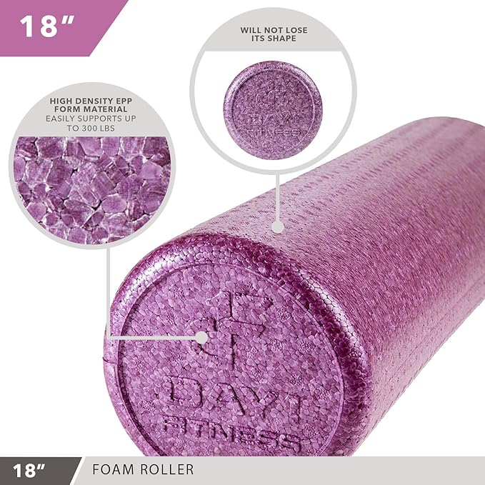 High-Density Round Foam Rollers - 4 Size and 8 Color Options - Massage Rollers for Stretching, Deep