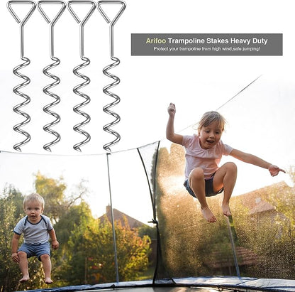 Trampoline Stakes Heavy Duty Strong and Galvanized Steel Corkscrew High Wind Anchor Kit for