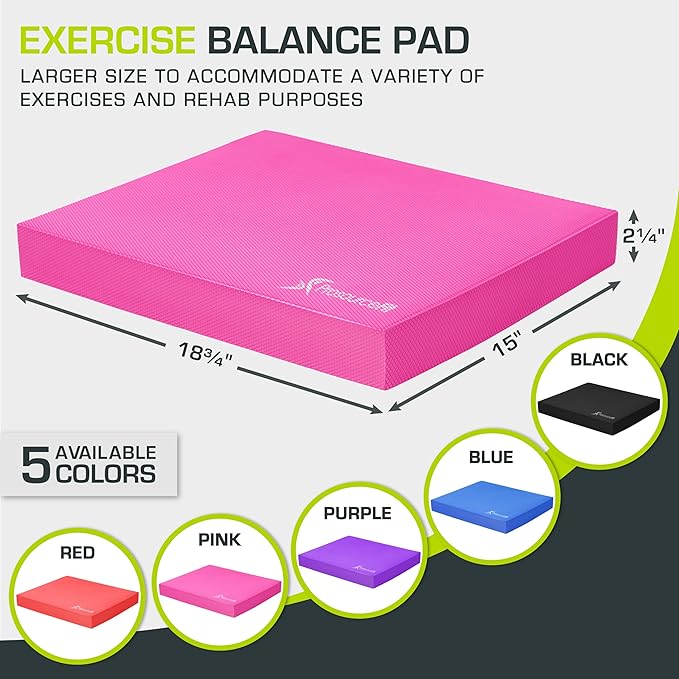 ProsourceFit Exercise Balance Pad – Non-Slip Cushioned Foam Mat & Knee Pad for Fitness and