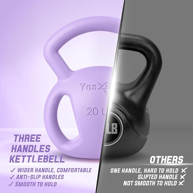 Yes4All Kettlebell, Strength Training Kettlebells for Women, Wide Multi-grip Textured Handle for