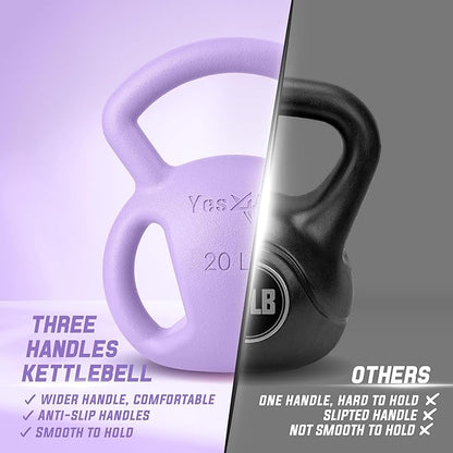 Yes4All Kettlebell, Strength Training Kettlebells for Women, Wide Multi-grip Textured Handle for