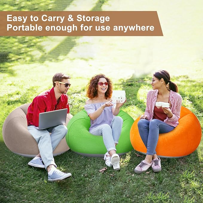 Realspring 6 Pcs Bean Bag Chairs for Adults Inflatable Chairs with Electric Air Pump,Blow up Couch