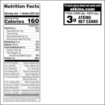 Atkins Café au Lait Iced Coffee Flavored Protein Shake, High Protein Shake, Low Sugar, Low Carb and