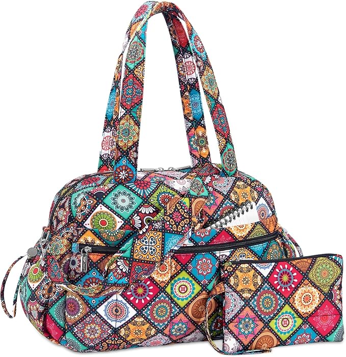 TOPDesign Travel Duffel Bag for Women, Puffer Gym Bag Sports Tote with Wet Pocket, Carry On