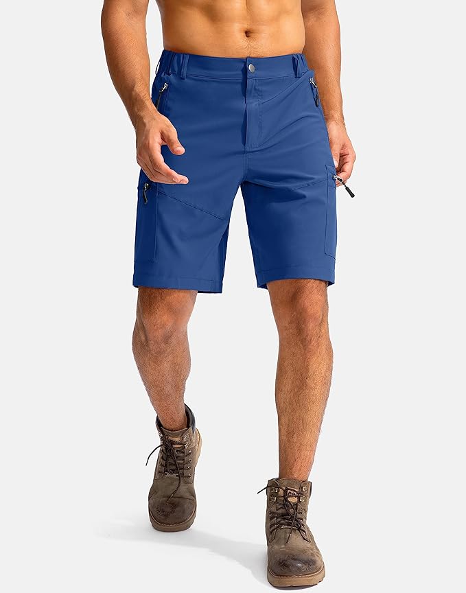 Pudolla Men's Hiking Cargo Shorts 9" Lightweight Outdoor Work Shorts for Men Travel Golf Camping