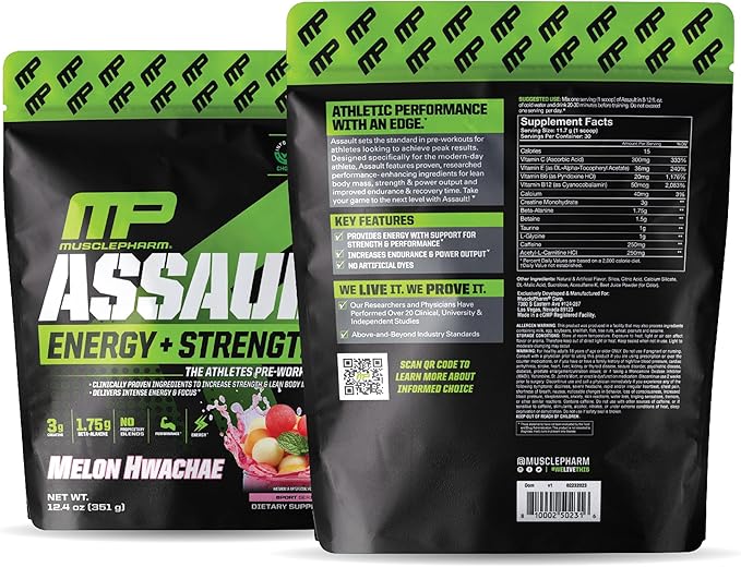 Muscle Pharm Assault Energy & Strength Pre Workout Powder for Men & Women with Beta Alanine