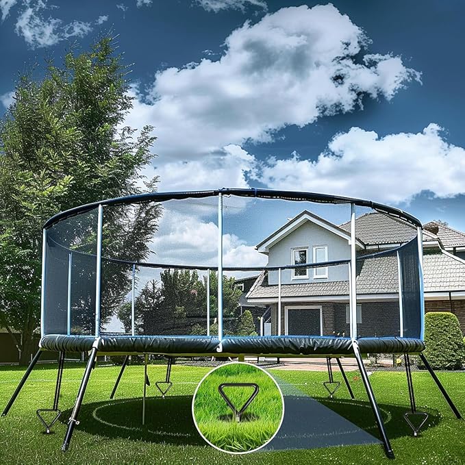Trampoline Stakes Heavy Duty Trampoline Anchors Kit, Spiral Screw In Ground Anchors with Straps