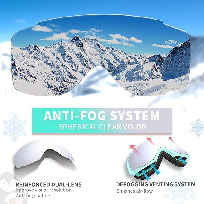 Freela Kids Ski Snowboard Goggles for Toddler(3-14) Youth Anti Fog Anti UV Goggles Girls Boys Snow