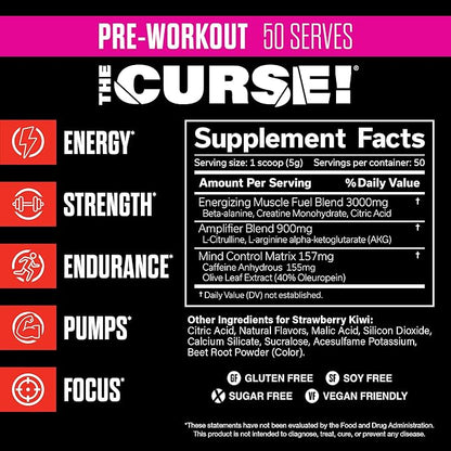 JNX SPORTS The Curse! Pre Workout Powder for Men & Women, Caffeine, Beta-Alanine, Creatine