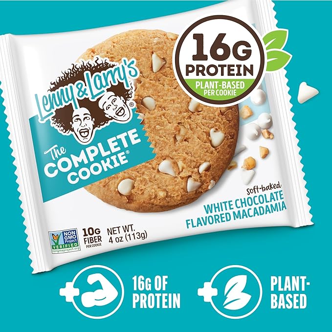 Lenny & Larry's The Complete Cookie, White Chocolate Flavored Macadamia, Soft Baked, 16g Plant