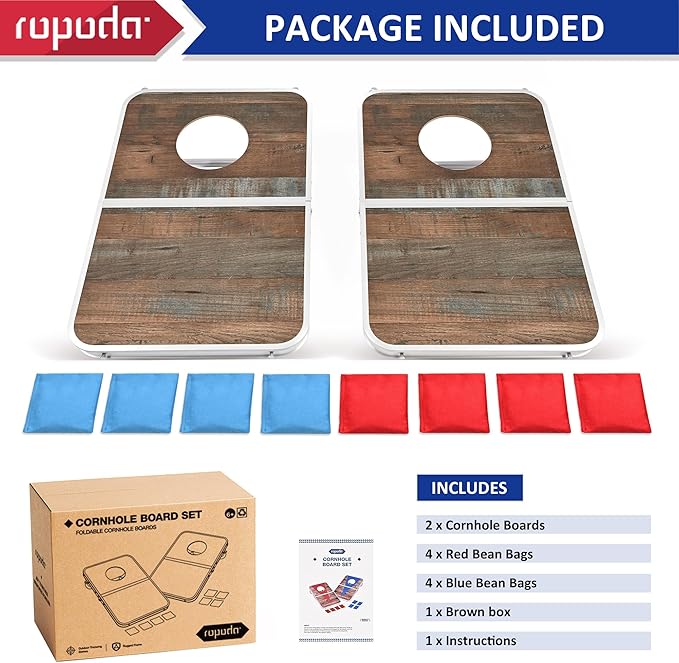 ROPODA Portable Cornhole Board Set,24 x 16 in Corn Hole Games for Adults with 8 Bean Bags