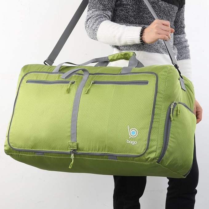 Bago Large Foldable Duffel Bags for Traveling Women & Men - 80L Packable Duffle Bag for Travel with