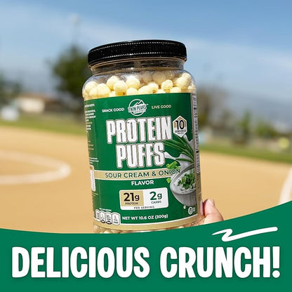 Twin Peaks Protein Puffs - (Sour Cream & Onion), Keto Friendly, Low Carb Snack (300g, 21g Protein
