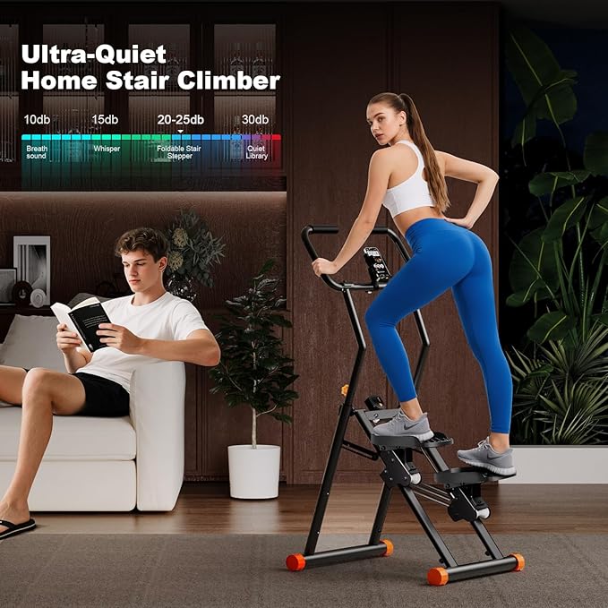 Stair Stepper for Home Gym, 350lbs Vertical Climber Machine with LCD Display, Non-Slip Pedals &