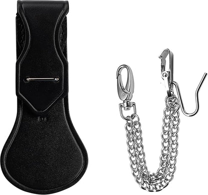 USMC Officer's Sword Frog Bundle Leather Saber Holder with Chrome Metal Chain for Ceremonial Sword