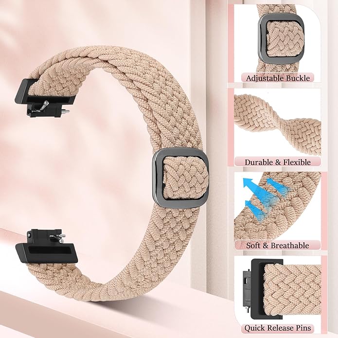 Elastic Braided Watch Band Compatible with Fitbit Inspire 3/Inspire 2/Inspire/Inspire HR/Fitbit ace