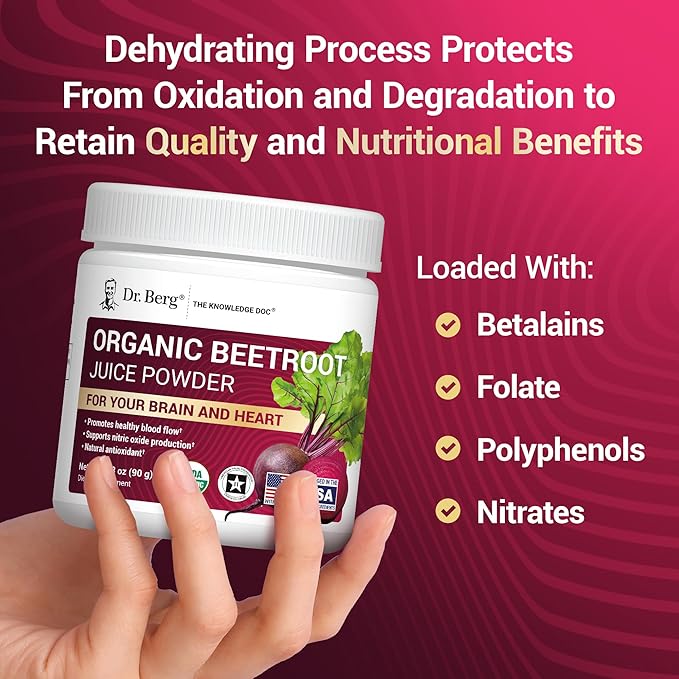 Dr. Berg Raw Organic Beet Powder from Real Earth-Grown Beets ??USDA Certified Organic Beet Root
