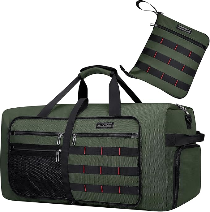 WITZMAN Foldable Duffle Bag for Travel 65L Lightweight Packable Duffel Bag with Shoes Compartment