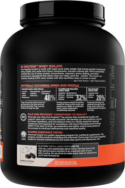 Rule 1 R1 Protein Whey Isolate - with 25g Protein & 6g BCAA Exclusively from Isolated & Hydrolyzed