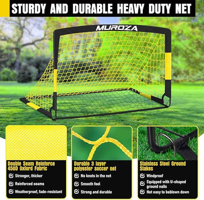 Soccer Goal, Kids Soccer Goals for Backyard Set, 2 Pack of Portable Pop Up Soccer Net with Soccer