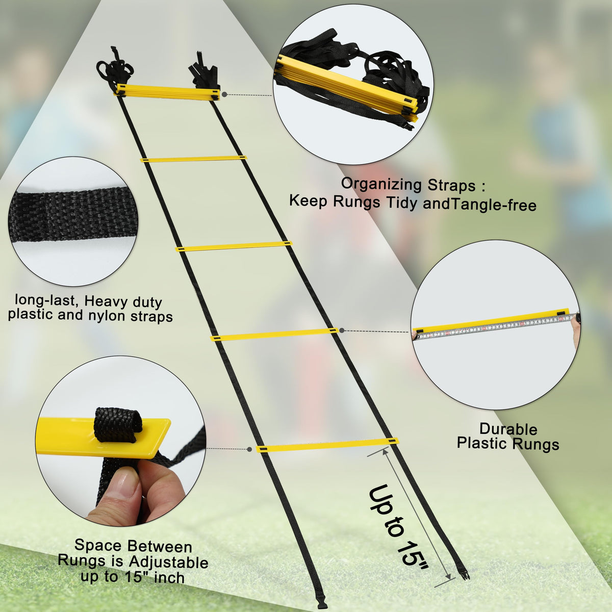 NKJIH 20ft Adjustable Agility Speed Ladder Training Ladder with Carry Bag - Soccer, Speed, Football