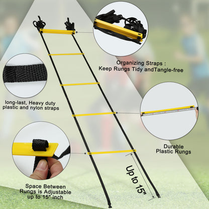 NKJIH 20ft Adjustable Agility Speed Ladder Training Ladder with Carry Bag - Soccer, Speed, Football