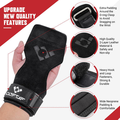 COFOF Weight Lifting Wrist Strap,Double Layer Leather Weightlifting Wrist Strap for Deadlift and