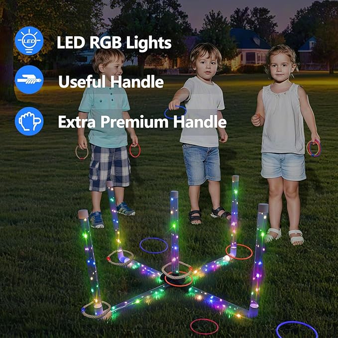 Outdoor Ring Toss Game, Upgraded 15-Inch Backyard and Lawn Games for Adults & Kids, Backyard
