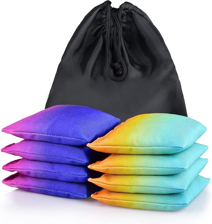 Weather Resistant Cornhole Bags, Gradient Corn Hole Bags Set of 8, Cornhole Bean Bags, Modified