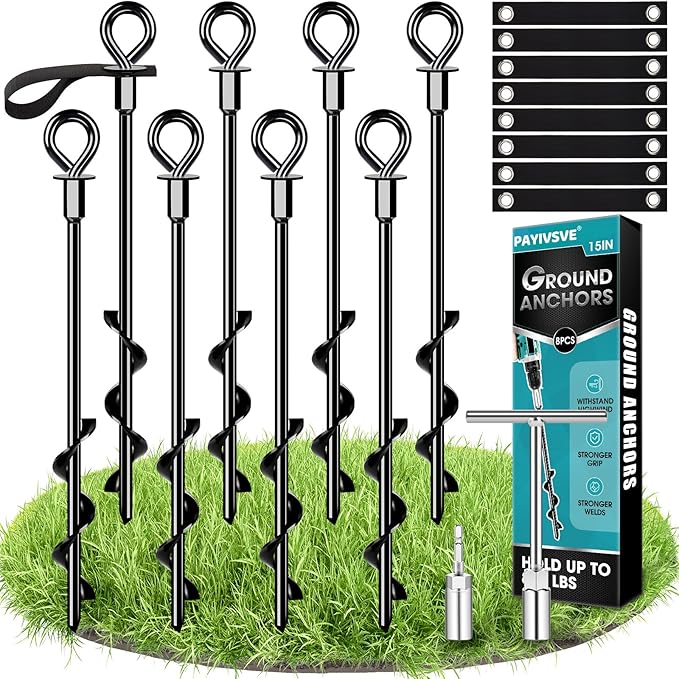Trampoline Anchors Set of 8 - Heavy Duty Trampoline Stakes - Ground Anchors Resistant High Wind