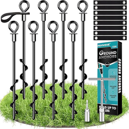 Trampoline Anchors Set of 8 - Heavy Duty Trampoline Stakes - Ground Anchors Resistant High Wind