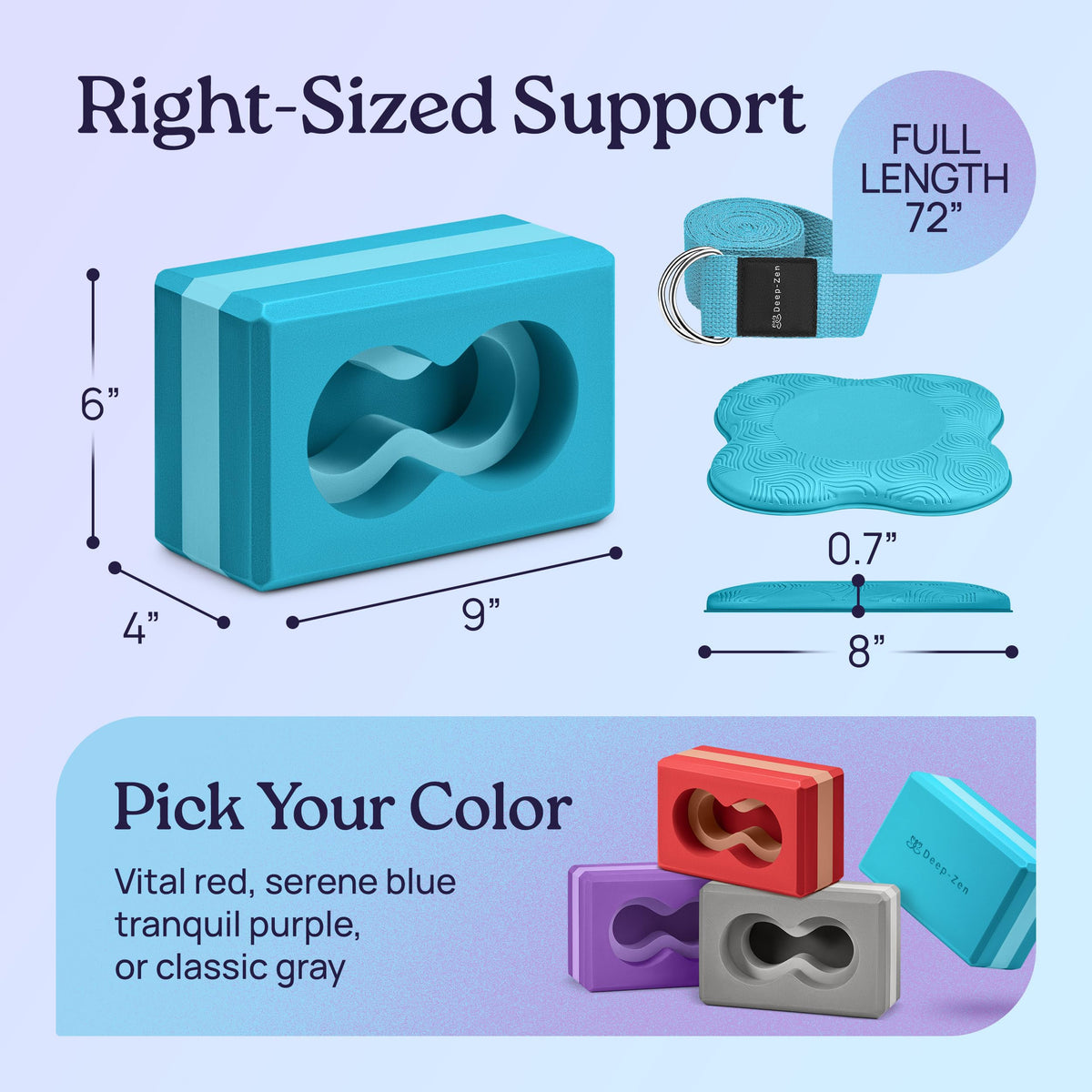 Deep-Zen® Yoga Blocks Wrist Support; Yoga Blocks 2 Pack with Knee Pads and Strap to Put Less Weight