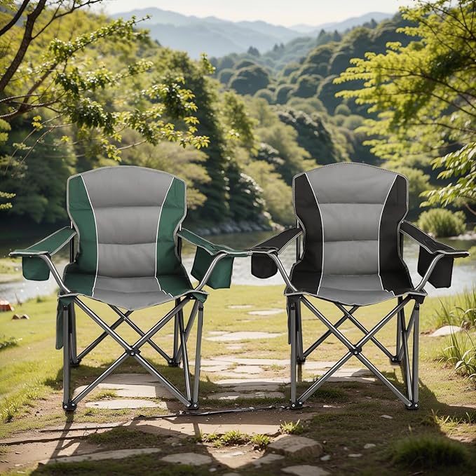 Northroad 2 Pack Oversized Camping Chair, Padded Portable Chairs Heavy Duty Camping Folding Chairs