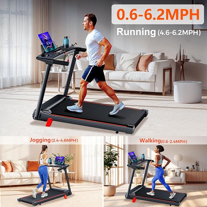 Treadmill with 5% Incline, Walking Pad Treadmill with Handle Bar, Portable Folding Treadmills for